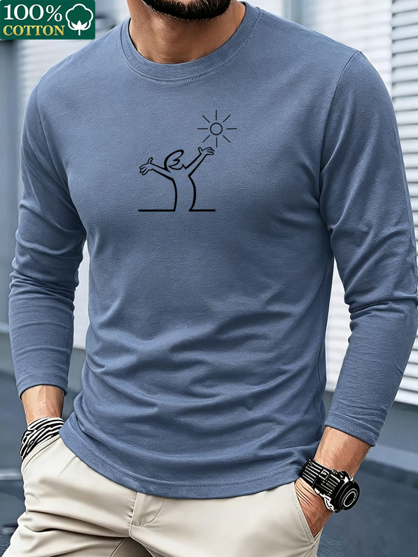 Men'S Fashion T Shirts - Kaos Lengan Panjang Katun 100% untuk